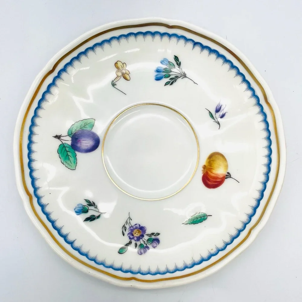 4 sets Richard Ginori Italian Fruit Teacup Saucer Set Floral Botanical Gold Trim